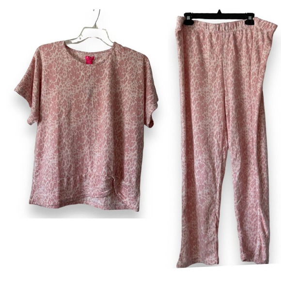 Isaac Mizrahi Plus 2XL Pink Leopard Pajama Set NWT - Picture 1 of 5